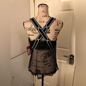 Hunter x target mesh cross strap back tank top cool fishnet large L